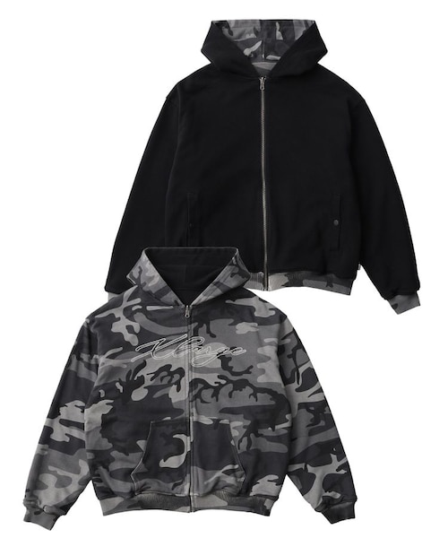 REVERSIBLE CAMO ZIP HOODED SWEATSHIRT｜エクストララージの通販