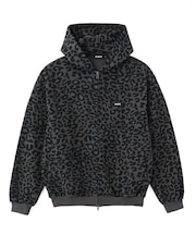 LEOPARD ZIP HOODED SWEATSHIRT