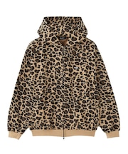 LEOPARD ZIP HOODED SWEATSHIRT