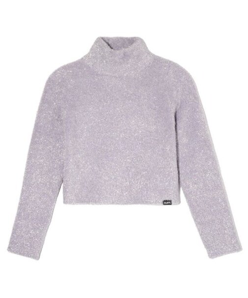 GLITTERY HIGH NECK KNIT TOP