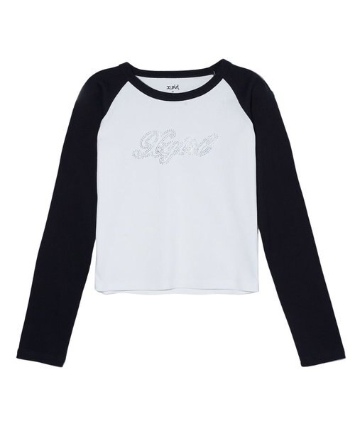 【新品未使用未開封】BABYL REQUIEM TEE(Lサイズ) RHINESTONE SCRIPT LOGO L/S RAGLAN BABY TEE｜エックスガールの