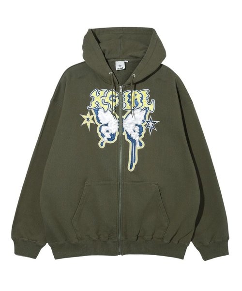 トップス X-girl BUTTERFLY ZIP UP HOODIE BUTTERFLY ZIP UP HOODIE｜エックスガールの通販｜&mall（アンド