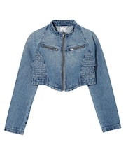 ZIP UP STAND COLLAR DENIM JACKET