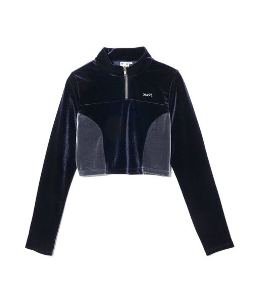 VELOUR HALF ZIP TOP