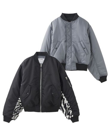 PANELED FUR REVERSIBLE MA-1 JACKET