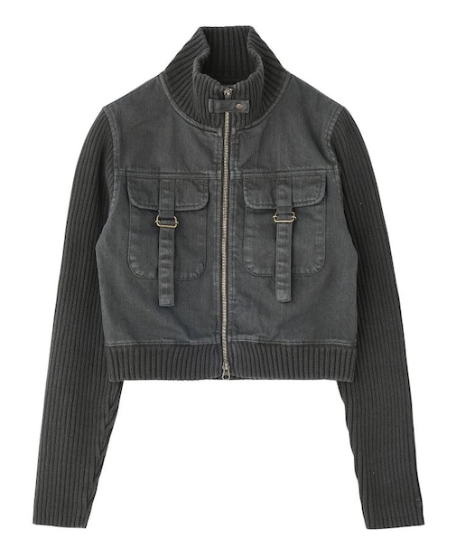 RIB SLEEVE DENIM JACKET