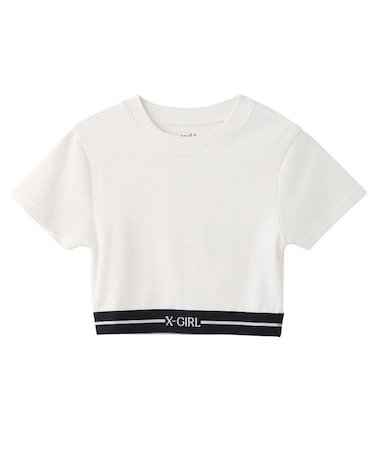 LOGO AND STRIPE CROPPED S/S TOP