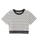 LOGO AND STRIPE CROPPED S/S TOP