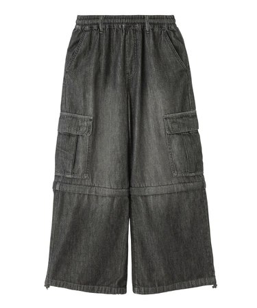 FADED 2WAY WIDE LEG CARGO PANTS