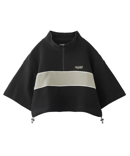 STRIPED CROPPED ANORAK TOP