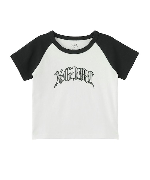 GRADATION GLITTER LOGO S/S RAGLAN BABY TEE