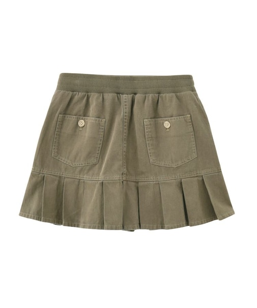 WAIST RIB PLEATED MINI SKIRT