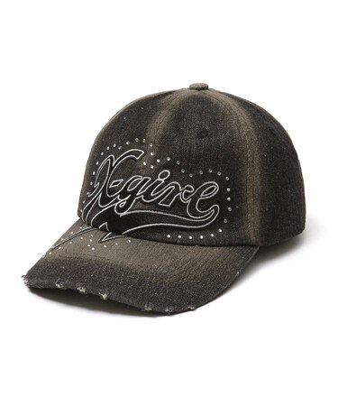 RHINESTONE AND LOGO DENIM 6PANEL CAP