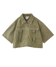 BELT POCKET CROPPED WORK SHIRT