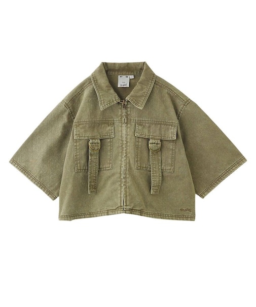 BELT POCKET CROPPED WORK SHIRT