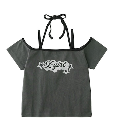 FLYING STARS LOGO OFF THE SHOULDER BABY TEE