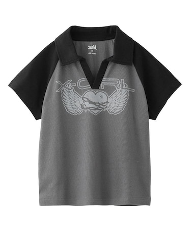 HEART AND WING LOGO RAGLAN POLO TOP