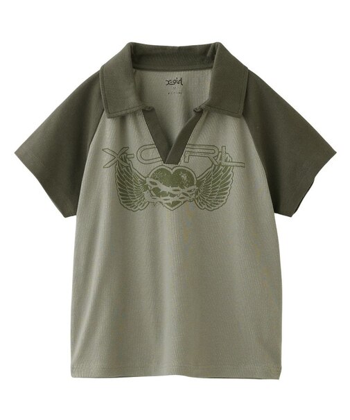 HEART AND WING LOGO RAGLAN POLO TOP
