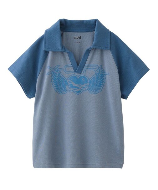 HEART AND WING LOGO RAGLAN POLO TOP