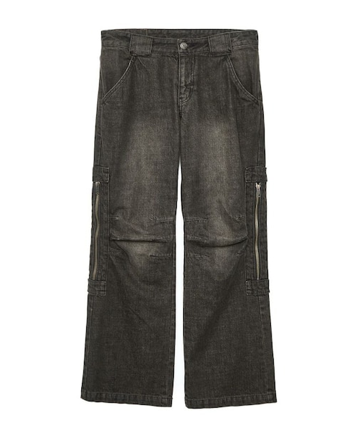 SIDE VENTILATION FLARE DENIM PANTS