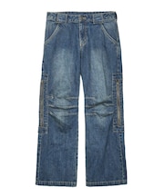 SIDE VENTILATION FLARE DENIM PANTS