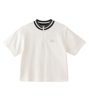 STRIPED RIB HALF ZIP TOP