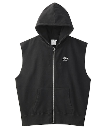 DISTRESSED CIRCLE LOGO ZIP UP SWEAT VEST