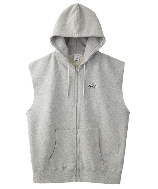 DISTRESSED CIRCLE LOGO ZIP UP SWEAT VEST