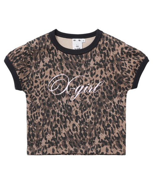 LEOPARD S/S RINGER BABY TEE｜エックスガールの通販｜&mall