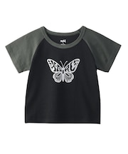 GLITTER BUTTERFLY RAGLAN S/S BABY TEE