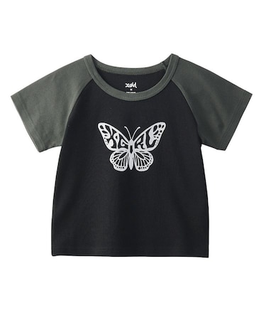 GLITTER BUTTERFLY RAGLAN S/S BABY TEE