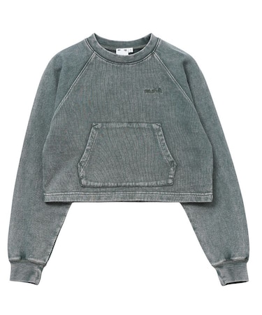 FADED CROPPED CREWNECK SWEAT TOP
