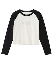 BI COLOR RHINESTONE LOGO RAGLAN L/S BABY TEE
