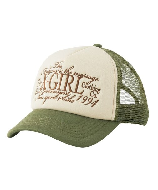 LETTERING LOGO EMBROIDERED TRUCKER CAP
