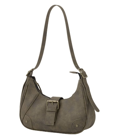 DISTRESSED FAUX LEATHER BELT HAND BAG