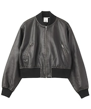DISTRESSED FAUX LEATHER COMPACT BLOUSON