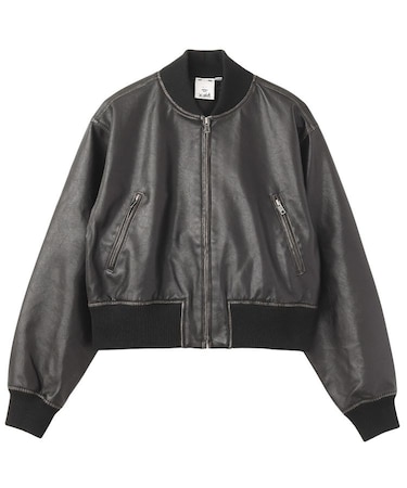 DISTRESSED FAUX LEATHER COMPACT BLOUSON