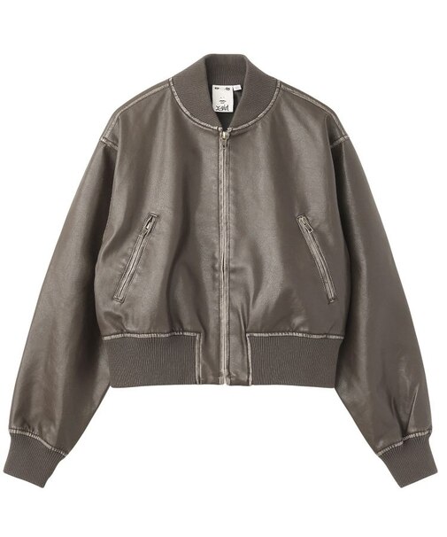 DISTRESSED FAUX LEATHER COMPACT BLOUSON