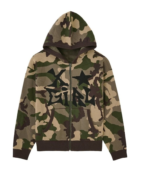 マクドナルド X-girl エックスガール レディース TRIBAL HEART ZIP UP SWEAT
