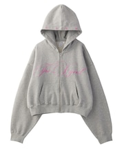 PENCIL SCRIPT LOGO EMBROIDERED ZIP UP SWEAT HOODIE