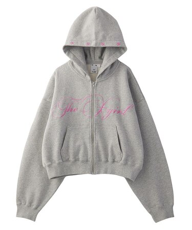 PENCIL SCRIPT LOGO EMBROIDERED ZIP UP SWEAT HOODIE