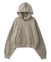 PENCIL SCRIPT LOGO EMBROIDERED ZIP UP SWEAT HOODIE