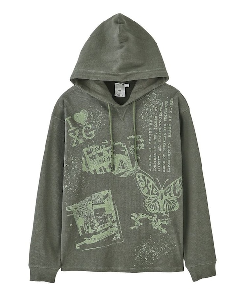 COLLAGE GRAPHIC HOODED TOP