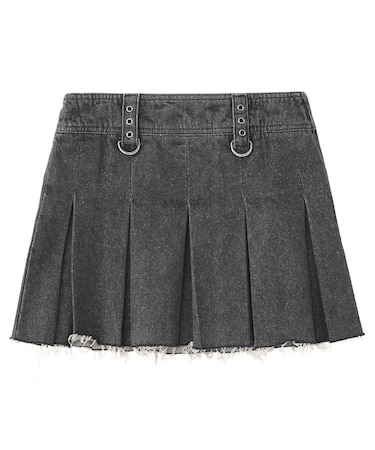 BOX PLEAT DENIM MINI SKIRT