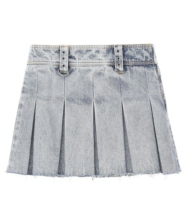 BOX PLEAT DENIM MINI SKIRT