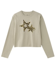 LEOPARD STAR L/S BABY TEE