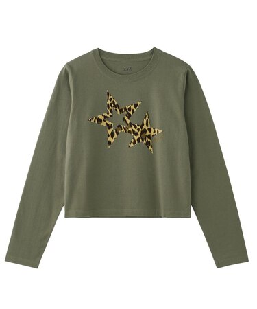 LEOPARD STAR L/S BABY TEE