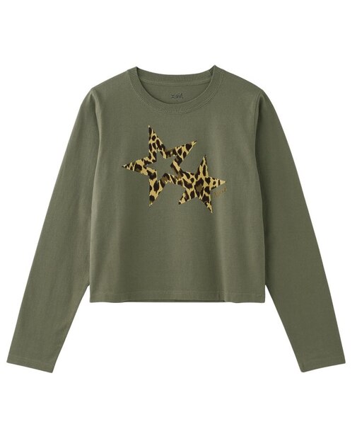 LEOPARD STAR L/S BABY TEE