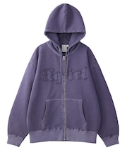 LOGO PATCH PIGMENT DYED ZIP UP SWEAT HOODIE