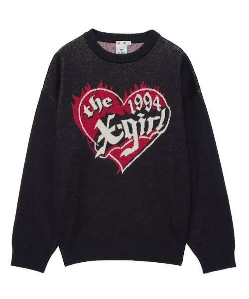 HEART LOGO JACQUARD KNIT TOP｜エックスガールの通販｜&mall